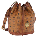 MCM Vicetos Logogram Shoulder Bag PVC Leather Brown Gold Auth 201008-1