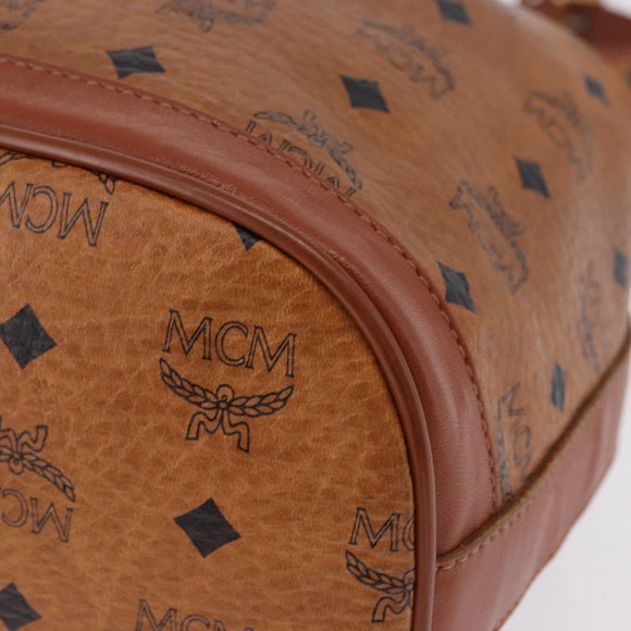 MCM Vicetos Logogram Shoulder Bag PVC Leather Brown Gold Auth 201008