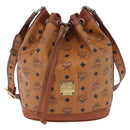 MCM Vicetos Logogram Shoulder Bag PVC Leather Brown Gold Auth 201008-2