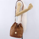 MCM Vicetos Logogram Shoulder Bag PVC Leather Brown Gold Auth 201008-24