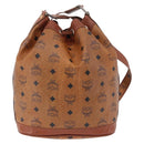 MCM Vicetos Logogram Shoulder Bag PVC Leather Brown Gold Auth 201008-3