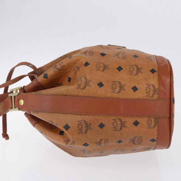 MCM Vicetos Logogram Shoulder Bag PVC Leather Brown Gold Auth 201008