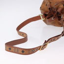 MCM Vicetos Logogram Shoulder Bag PVC Leather Brown Gold Auth 201008-7