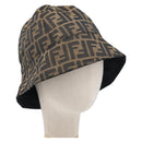 FENDI Zucca Canvas Bucket Hat Brown Black Auth 201009V-1