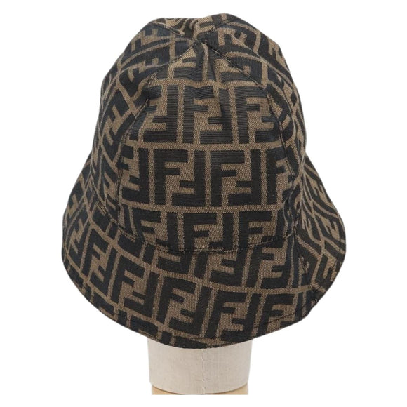 FENDI Zucca Canvas Bucket Hat Brown Black Auth 201009V