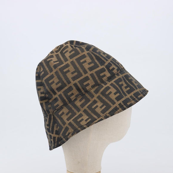 FENDI Zucca Canvas Bucket Hat Brown Black Auth 201009V