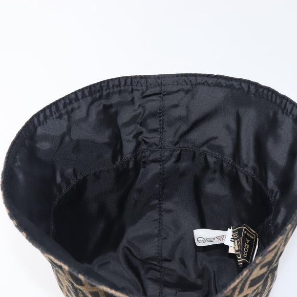 FENDI Zucca Canvas Bucket Hat Brown Black Auth 201009V