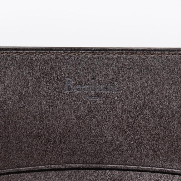 Berluti Gas Pearl Card Case Leather Brown Auth 201010V