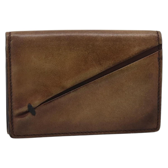 Berluti Gas Pearl Card Case Leather Brown Auth 201010V