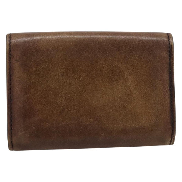 Berluti Gas Pearl Card Case Leather Brown Auth 201010V