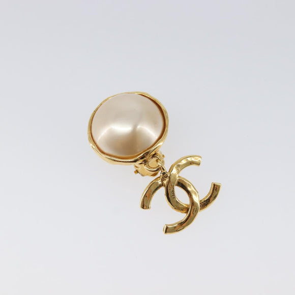 CHANEL Earring metal Gold Tone CC Auth 201011