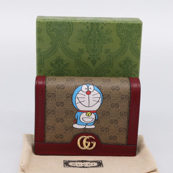 GUCCI Micro GG Supreme Doraemon Compact Wallet PVC Beige 647788 Auth 201012M
