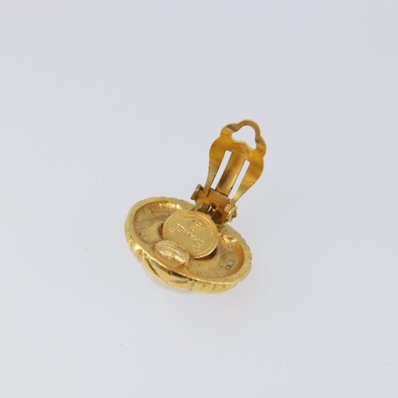 CHANEL Earring metal Gold Tone CC Auth 201014