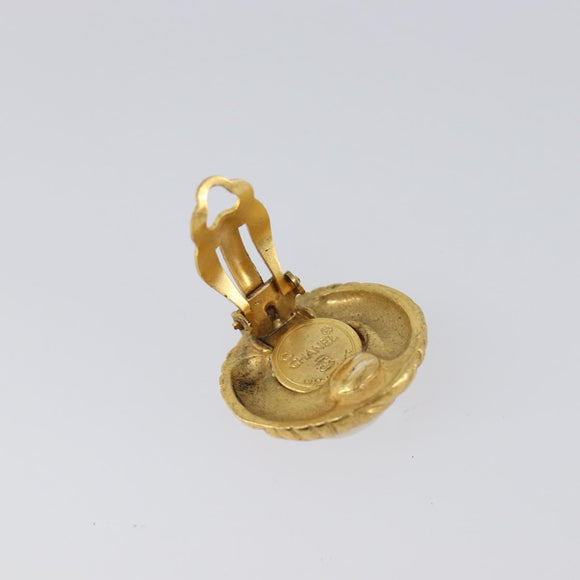 CHANEL Earring metal Gold Tone CC Auth 201014