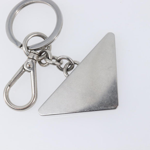 PRADA Triangle Key Ring metal Silver Auth 201017A