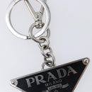 PRADA Triangle Key Ring metal Silver Auth 201017A-5