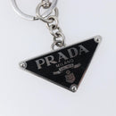 PRADA Triangle Key Ring metal Silver Auth 201017A-6