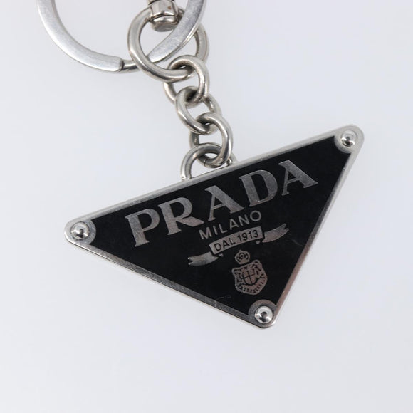 PRADA Triangle Key Ring metal Silver Auth 201017A