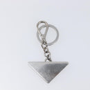 PRADA Triangle Key Ring metal Silver Auth 201017A-7