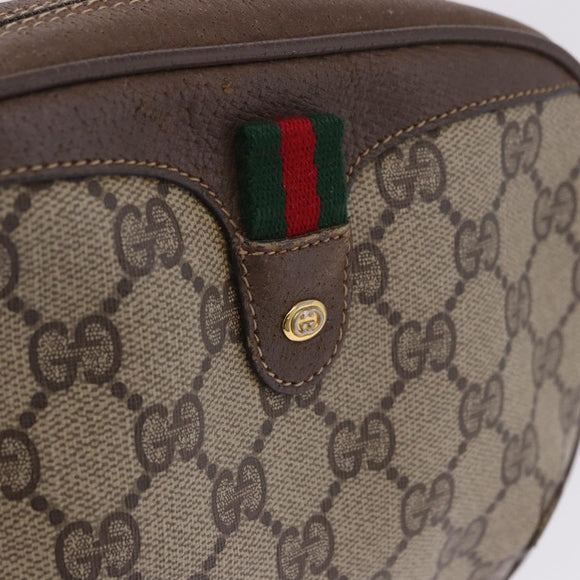 GUCCI GG Supreme Web Sherry Line Bag PVC Beige Gold 89 02 066 Auth 201083