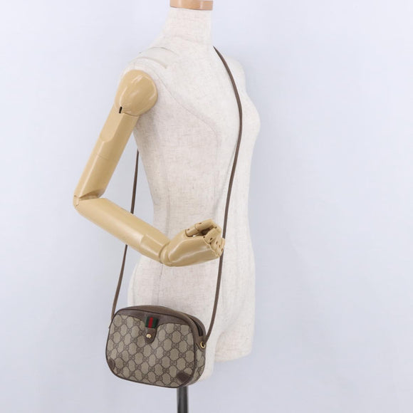 GUCCI GG Supreme Web Sherry Line Bag PVC Beige Gold 89 02 066 Auth 201083