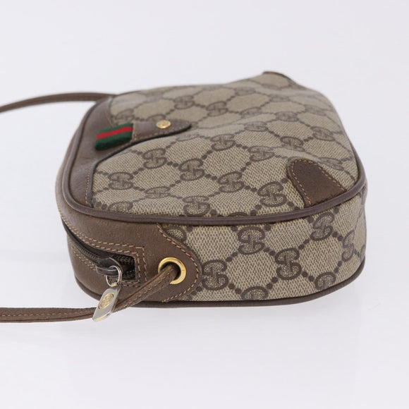 GUCCI GG Supreme Web Sherry Line Bag PVC Beige Gold 89 02 066 Auth 201083