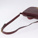 CELINE Horse Carriage Shoulder Bag Leather 2way Bordeaux Gold Auth 201084-9