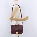 CELINE Horse Carriage Shoulder Bag Leather 2way Bordeaux Gold Auth 201084-33