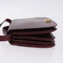 CELINE Horse Carriage Shoulder Bag Leather 2way Bordeaux Gold Auth 201084-6