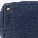 PRADA Canapa MM Hand Bag Denim Blue Gold Tone Auth 201120-10