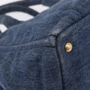 PRADA Canapa MM Hand Bag Denim Blue Gold Tone Auth 201120-11
