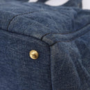 PRADA Canapa MM Hand Bag Denim Blue Gold Tone Auth 201120-14