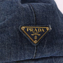 PRADA Canapa MM Hand Bag Denim Blue Gold Tone Auth 201120-15