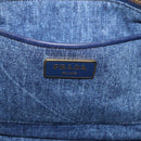 PRADA Canapa MM Hand Bag Denim Blue Gold Tone Auth 201120-18