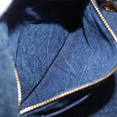 PRADA Canapa MM Hand Bag Denim Blue Gold Tone Auth 201120-24