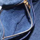 PRADA Canapa MM Hand Bag Denim Blue Gold Tone Auth 201120-26
