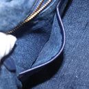 PRADA Canapa MM Hand Bag Denim Blue Gold Tone Auth 201120-27