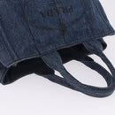 PRADA Canapa MM Hand Bag Denim Blue Gold Tone Auth 201120-6