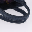 PRADA Canapa MM Hand Bag Denim Blue Gold Tone Auth 201120-7