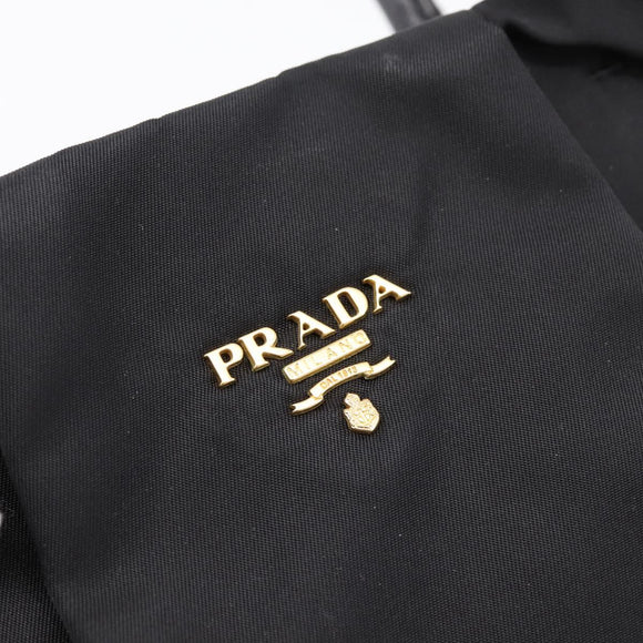 PRADA Hand Bag Nylon Black Gold Auth 201125V