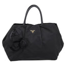 PRADA Hand Bag Nylon Black Gold Auth 201125V-2