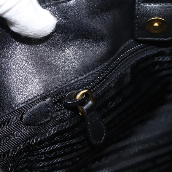 PRADA Hand Bag Nylon Black Gold Auth 201125V