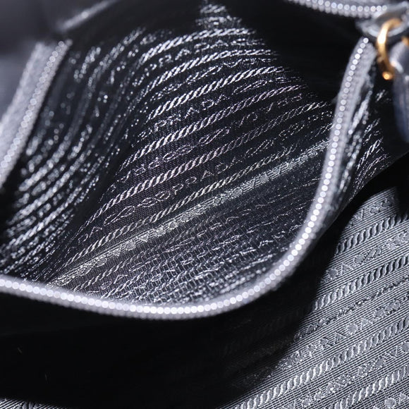 PRADA Hand Bag Nylon Black Gold Auth 201125V