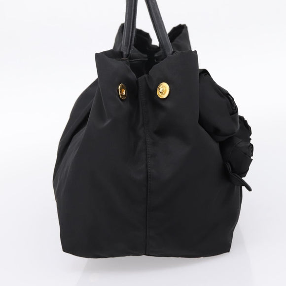 PRADA Hand Bag Nylon Black Gold Auth 201125V