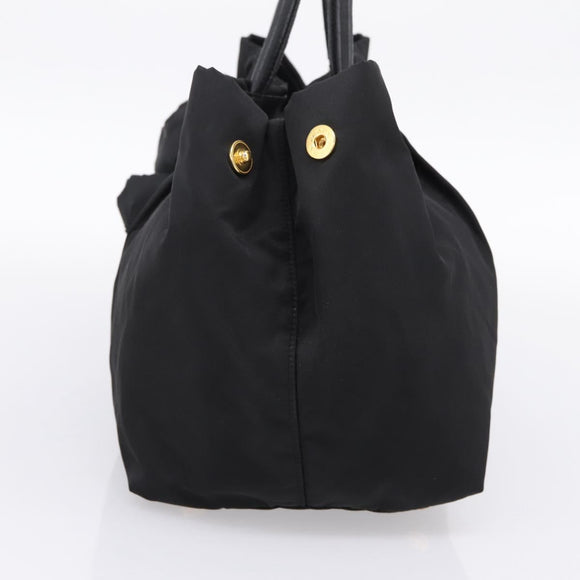 PRADA Hand Bag Nylon Black Gold Auth 201125V