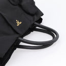 PRADA Hand Bag Nylon Black Gold Auth 201125V-7