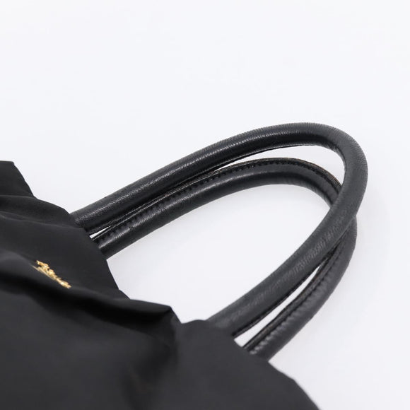PRADA Hand Bag Nylon Black Gold Auth 201125V