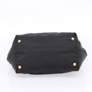 PRADA Hand Bag Nylon Black Gold Auth 201125V-9
