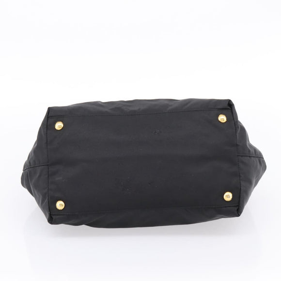 PRADA Hand Bag Nylon Black Gold Auth 201125V