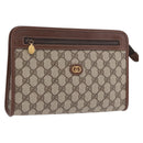 GUCCI GG Supreme Clutch Bag PVC Beige Gold Tone 014 115 6063 Auth 201128-1